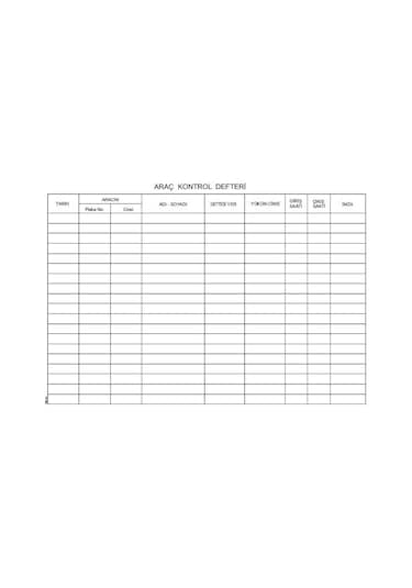 Araç Kontrol Defteri 96 Yaprak Ciltli