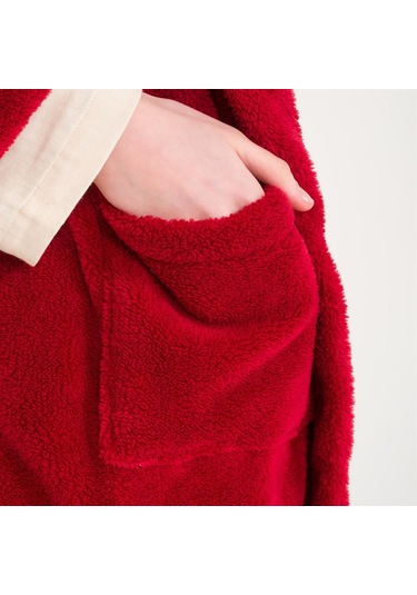 Kadın Welsoft Şal Yaka Polar Sabahlık Bordo