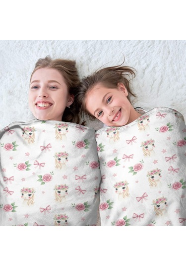 Geyik Desenli 47 İnç Yuvarlak Polar Battaniye, Yumuşak, Hafif, Yetişkin & Çocuk-a11 Deer Floral Rose