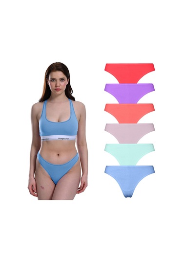 Likralı 6'lı Kutu Premium Günlük Kullanıma Uygun Tanga Külot Maya G-005 D Çok Renkli