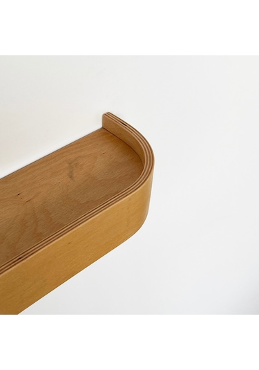 Ahşap Doğal Masif Duvar Rafı Meşe