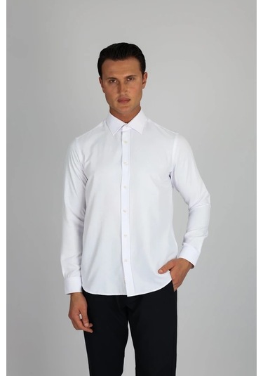 Lorenzo Mazzoli Gab C 900 Beyaz Erkek Gömlek Beyaz