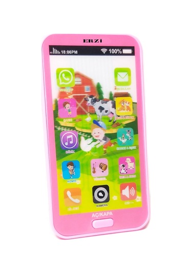 Oyuncak Dokunmatik Cep Telefonu Türkçe Sesli 12 Fonksiyonlu Pembe
