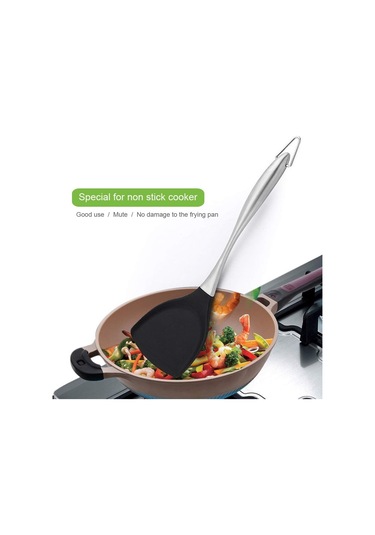 Yapışmaz Tencereler İçin 14-1/5 İnç Silikon Wok Spatula, Bpa İçermeyen 600 F Paslanmaz Çelik Spatula