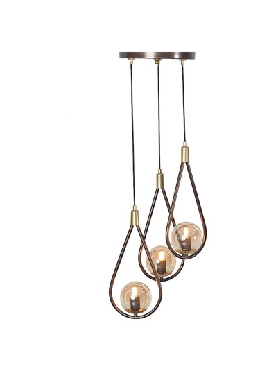 Luzarana Siena 3 Lü Sarı-Eskitme Metal Gövde Bal Rengi Camlı Tasarım L... Çok Renkli