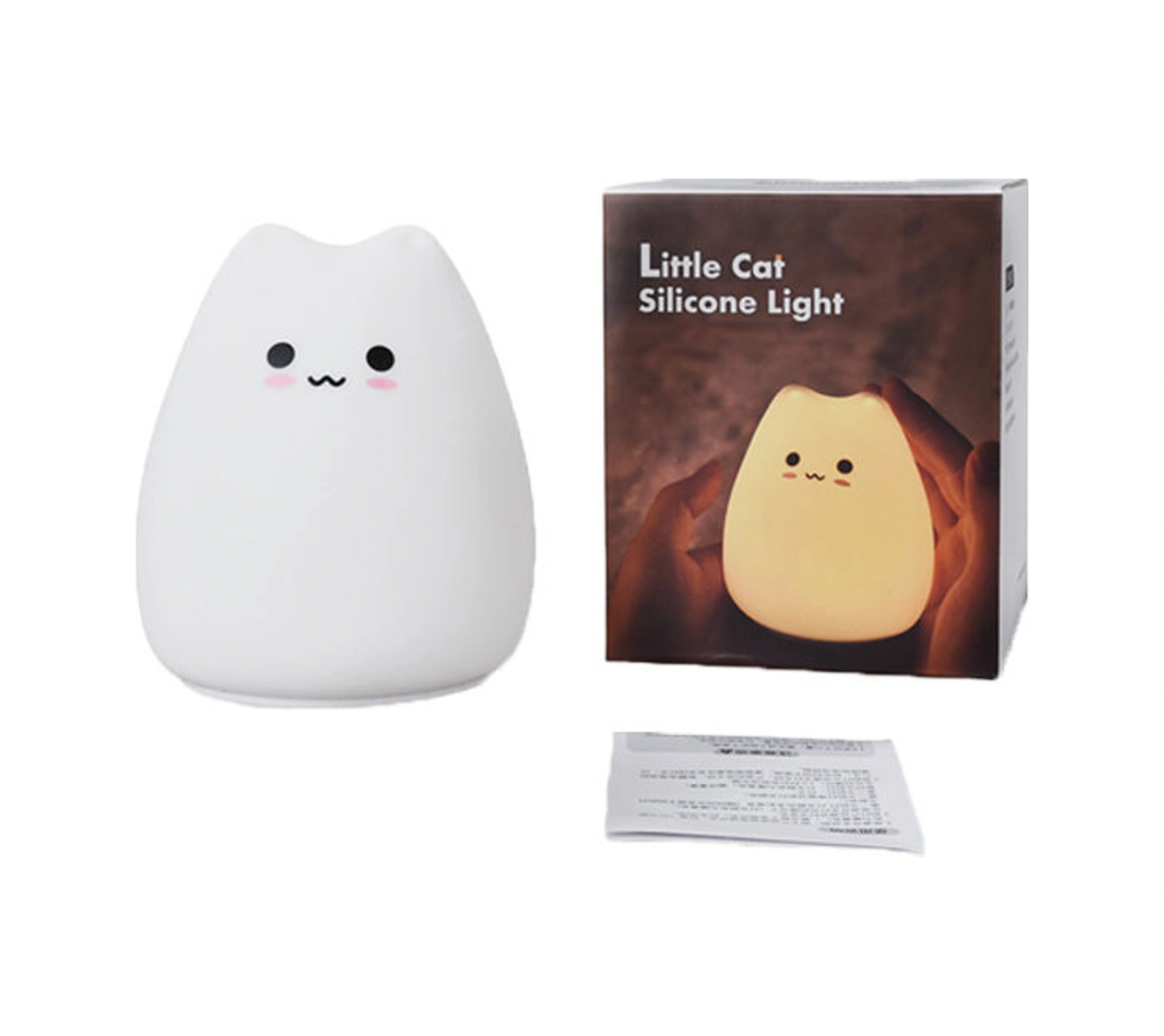 Kosona Sevimli Kedi Şekilli Silikon Gece Lambası - Dokunmatik 7 Renkli Işık Ve Güneş Işığı Modlarıyla Yatak Odası Dekorasyonu Hediyelik Beyaz