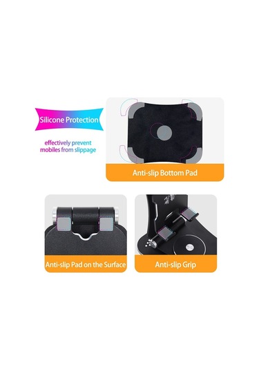 Cbtx G61 Taşınabilir Katlanır Cep Telefonu Standı 360 Derece Dönen Masaüstü Alüminyum Alaşımlı Telefon Tutucu - Siyah