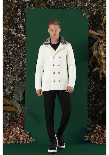 02 Slim Fit Ekru Spor Kaban Ekru