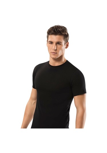 Erdem 1168 Erkek Penye Fanila Siyah Amerikan Yaka 3'Lü Paket Siyah