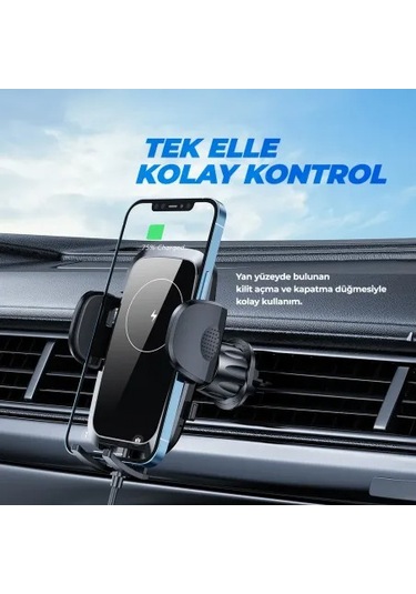 Kablosuz Şarjlı Kancalı Araç İçi Telefon Tutucu 15w Telefon Tutuc