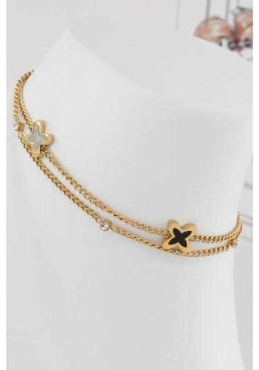 Kadın 316 L Kararmaz Anti Alerjenik Çelik Halhal Zy00023 - Altın