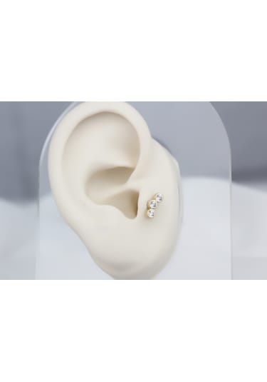 Glorria Altın Üç Taş Tragus Piercing 91491906