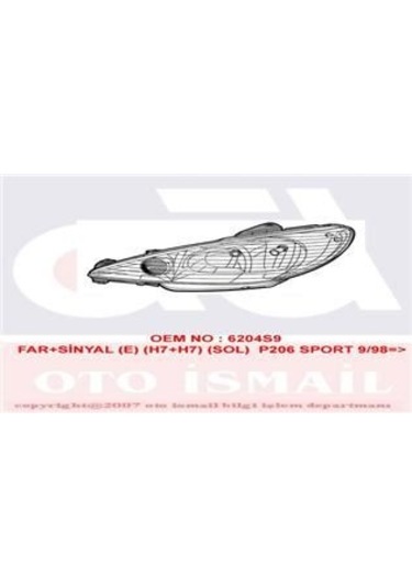 VALEO 87275 Far Sol - Sinyal 206 03-10 Elektrikli Şeffaf H7-H7