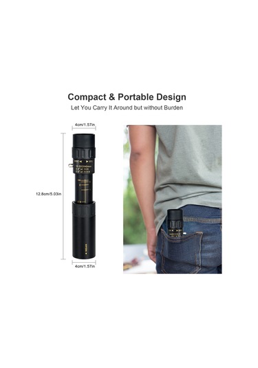 Suofeng 10-300x40 Zoomlu Tek Gözlü Teleskop, Su Geçirmez, Telefon Uyumlu, Taşınabilir Çanta Ve Temizlik Bezi İçerir