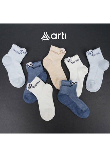 4 Adet Erkek Çocuk Football Topu Desenli Soket Çorap-1214 ÇoK Renkli