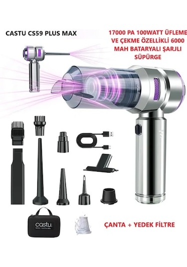 Castu Cs59 Plus Max 17000 Pa 100 Watt Şarjlı Süpürge