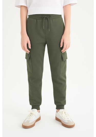 Erkek Çocuk Basic Kargo Cepli Jogger Paça Okul Eşofman Altı Ak2322-1 Haki