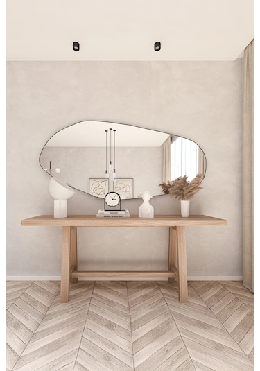 Fawdecor Amsterdam Dekoratif Duvar Aynası, Modern Ev Aynası 30 X 60 Cm Beyaz