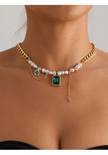 Proshik Yapay İnci Zincirli Kolye Odevr 376670545