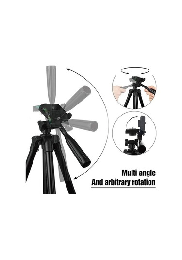 Createtech 3120 Alüminyum Tripod, 360 Dönüşüm, Kamera-telefon Tutucu, Uzaktan Kumanda Standı