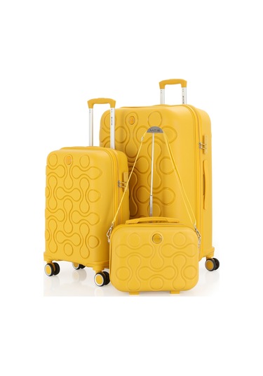 Mçs Polipropilen 3lü Valiz Seti Büyük & Kabin & Makyaj V376 S23sy1000053-set 00012 Sarı
