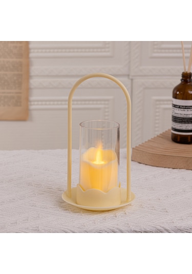 Çiçek Sepeti Mumluk Entegre Led Elektronik Mumışık Dekorasyon Romantik Süler Sarı