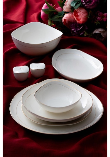 Alexa 6 Kişilik 29 Parça Porselen Yemek Takımı Beyaz
