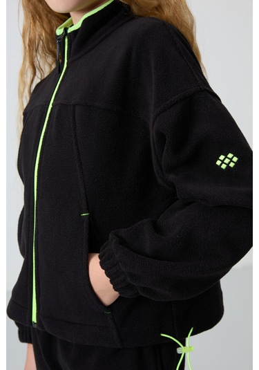 Tommy Life Siyah Kalın Yumuşak Dokulu Standart Fit Nakışlı Polar Kız Çocuk Sweatshirt - 75157 Siyah