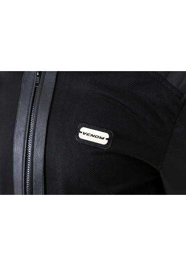 Venom Motosiklet Montu Deri Siyah Blade Fileli Motorcu Ceketi