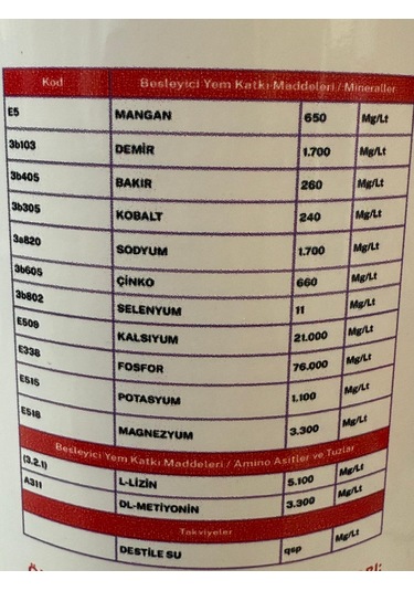 Didemin - Hayvanlar Için Mineral Ve Vitamin Oral Solüsyon 1 Lt
