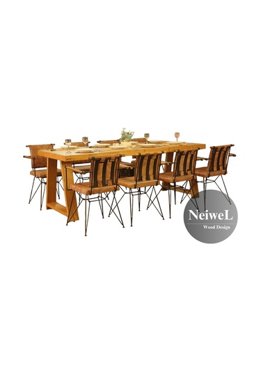Neiwel Siam Doğal Ahşap Yemek Masası-70-140 Açık Ceviz