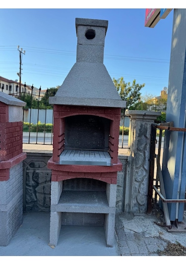 Mangal Barbekü 70 Lik Davlumbazlı Model Barbekü Gross Gri - Kırmızı