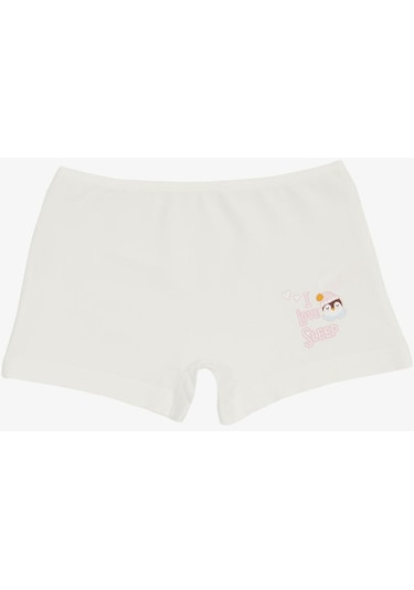 Breeze Kız Çocuk Boxer Penguen Baskılı 5-11 Yaş, Ekru-ekru Ekru