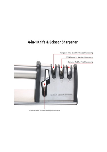 4'ü 1 Arada Bıçak Ve Makas Keskinleştirici Tungsten Çelik / Zımpara / Seramik 4 Aşamalı Pürüzlü Orta İnce Bıçak Keskinleştirici Profesyonel Ev Dış Mekan Kamp Seyahat Keskinleştirme Aracı Gümüş 4'ü 1 Arada Bıçak Ve Makas Keskinleştirici Tungsten Çelik / Zımpara / Seramik 4 Aşamalı Pürüzlü Orta İnce Bıçak Keskinleştirici Profesyonel Ev Dış Mekan Kamp Seyahat Keskinleştirme Aracı Gümüş