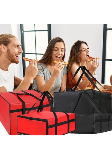 Monyee Siyah Isı Yalıtımlı Pizza Taşıma Çantası - 50x50x20.5 Cm - Lezzeti Isıtarak Taşır - Opp Paketli