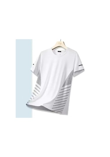 Prosperlink Yazlık İnce Buz İpeği Kısa Kollu Tişört - Spor Koşu Eğitim Takımı Hızlı Kuruyan Erkek WHITE