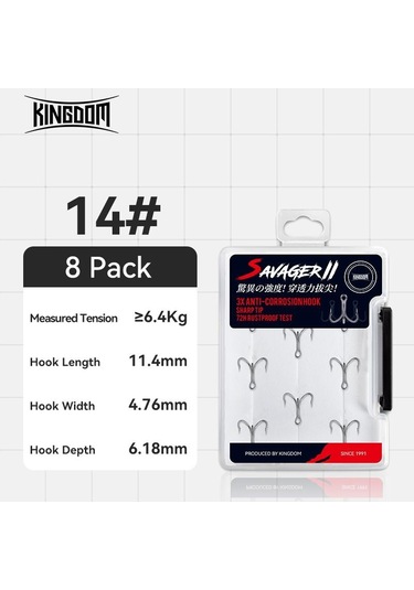 Krallık 3x Karbon Çelik Güçlü Tiz Kanca Olta Takımı Kanca Yüksek Mukavemetli Tuzlu Su Korozyon Önleyici Balıkçılık Kanca 14