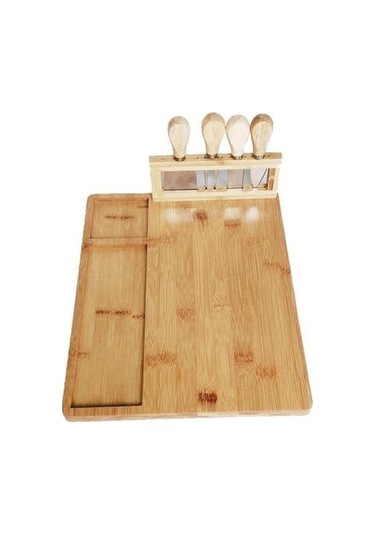 1pcs Bambu Peynir Tahtası Set Pişmiş Gıda Tabağı Et Tahtası Peynir Kesme Tahtası Parti Mutfak Gereçleri Kesme Tahtası Kesim Doğrama Blokları Ahşap