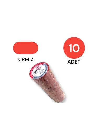 Tek-iş Izole Bant Elektrik Bandı Kırmızı 10 Adet