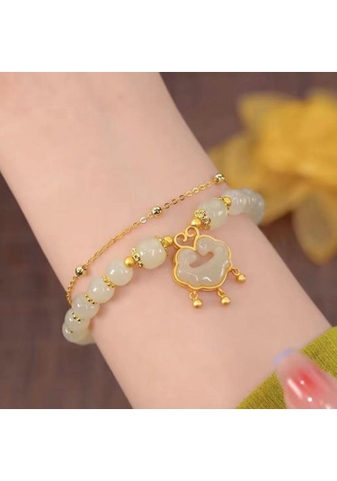 Samdoo Kadınlar İçin Sağlıklı Kullanimlı, Pratik Ve Kompakt Tasarım Çift Zincirli Bilezik - Sevgili Veya Anne Hediyesi Gold