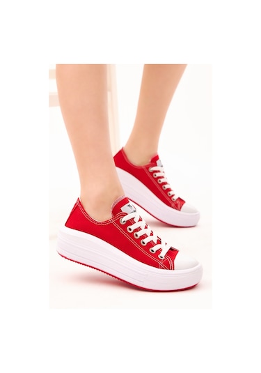 Tonny Black Kadın Kırmızı Rahat Kalıp Kalın Tabanlı Spor Ayakkabı