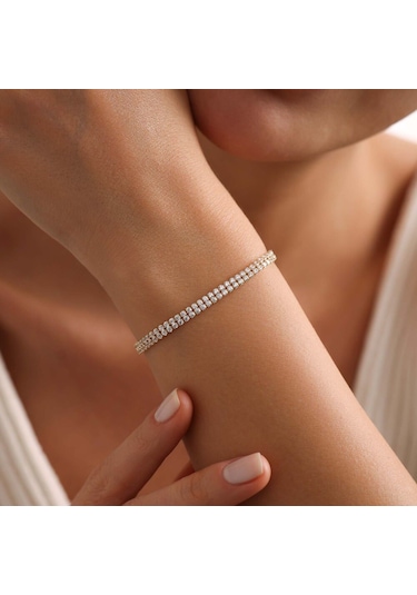 Sembol Gold Su Yolu Bileklik İki Sıra İtaly Kilit Renkli Çok Renkli