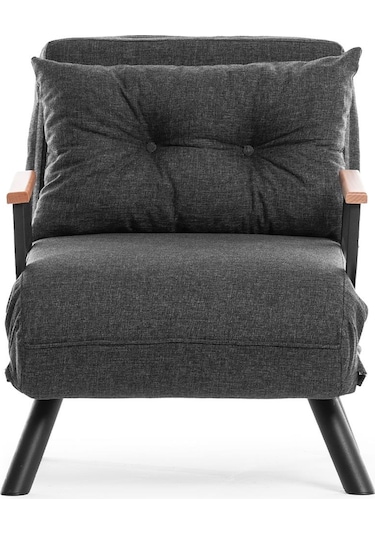 Pafu Sando Tekli Katlanır Yataklı Koltuk Keten Koyu Gri Koyu Gri