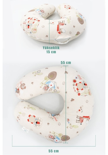Mordesign Çift Taraflı Emzirme Yastığı /bebek Destek Minderi, Hamile Yastığı, Pamuklu Kumaş, Animal Serisi