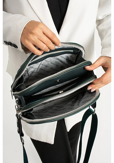Just Polo Kadın Günlük Kullanıma Uygun Lakoste Ayarlanabilir Askılı Lüks Omuz Çantası Shoulder Bag Koyu Yeşil