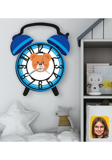 Bk Gift Kişiye Özel Hayvan Figürlü Retro Çalar Saat Tasarımlı Kabartma Figürlü Ahşap Çocuk Duvar Saati-3, Ev Dekoru, Çocuk Odası Aksesuar Bitmeyencom2 Çok Renkli