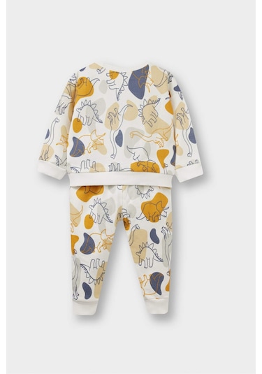 Defacto Erkek Bebek 2li Takım Dinozor Baskılı Sweatshirt Eşofman Altı F0216a525auer42 Ekru