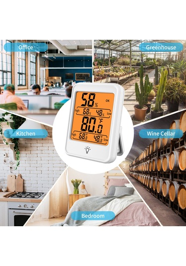Qingmipy Büyük Ekranlı İç Mekan Termometre Ve Nem Ölçer, Manyetik Duvara Monte, Masa Üstü Ve Asma Seçenekli