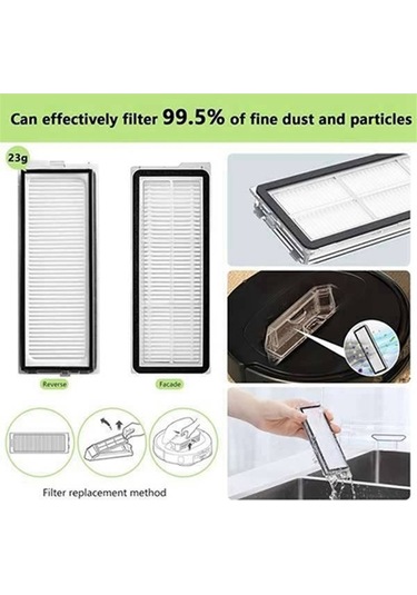 Flybuy Roborock Q Revo Maxv/s Pro Yedek Parçaları: Ana Yan Fırça, Toz Torbası, Hepa Filtre, Paspas Bezleri