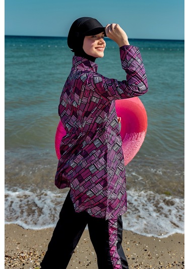 Paraşüt Tam Kapalı Tesettür Mayo Nisa R5502 Siyah